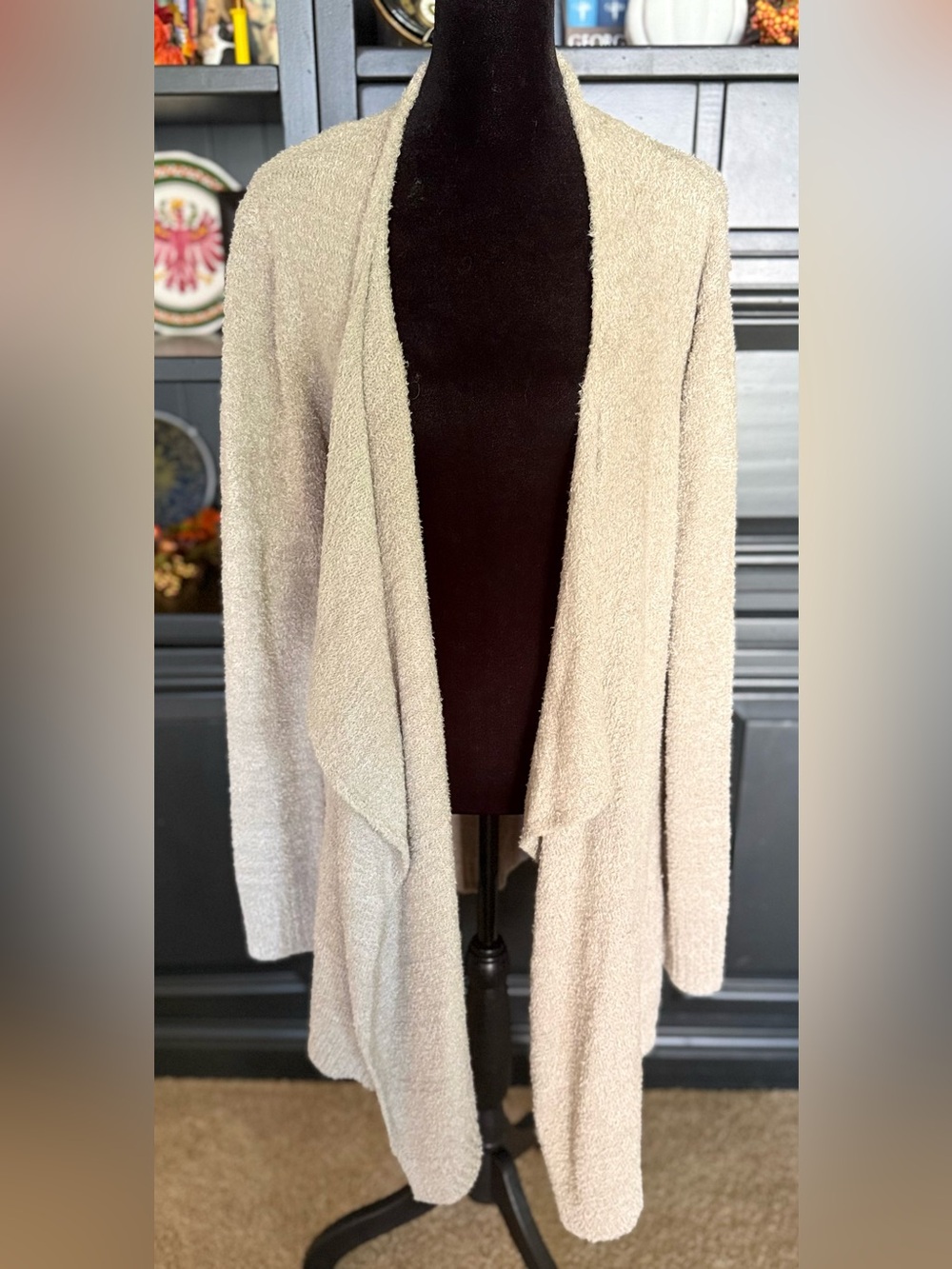Softies long relaxed cream cardigan soft and cozy chic preppy small medium EUC